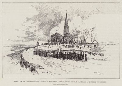 Enterrement de Sir Alexander Milne, amiral de la flotte, arrivée du cortège funèbre au cimetière d